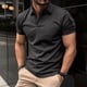 thumbnail image 1 of Playeras Elvqul Hombre Negro Mayor Liso Manga Corta Solapa Botones, 1 of 3