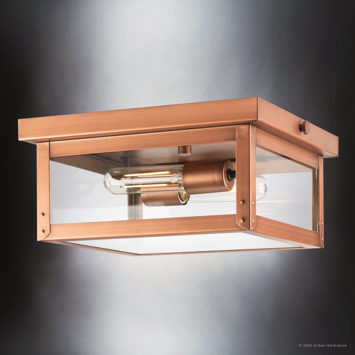 Luxury Modern Farmhouse Ceiling Light, Medium Size: 5.5''H x 12.375''W, with Coastal Style Elements, Antique Copper Finish, UHP1531 from the Darwin Collection by Urban Ambiance
