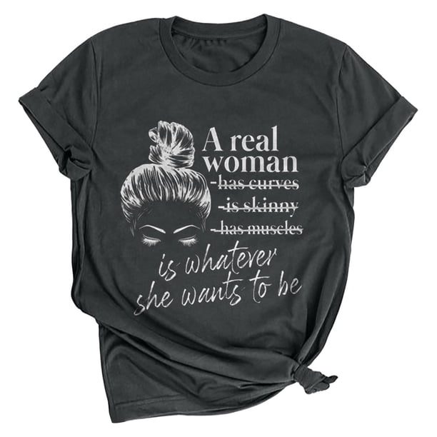 Camiseta de manga corta con estampado de letras y cuello redondo suelto a la moda de verano para mujer Pompotops hfajkhk133960