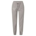 thumbnail image 3 of Pants Women Chic Solid Color Pants with Heart Print Pockets Adjustable Drawstring Home Wear Pajamas Womens Capri Pants Grey M, 3 of 3