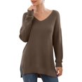 thumbnail image 1 of T-shirt à Manches Longues à Col en V pour Femmes, à Manches Longues, 1 of 4
