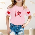thumbnail image 3 of WEIGFI Kid Toddler Boys Tee Letter Love Heart Graphic Print Casual Summer Short Sleeve Round Neck Cozy Beach Tops,Pink,12-13 Years, 3 of 4