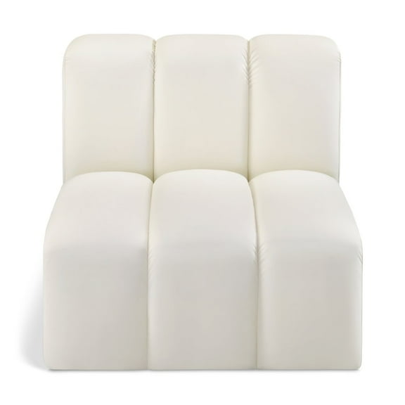 Meridian Furniture Arc Cream Vegan Leather Straight Chair