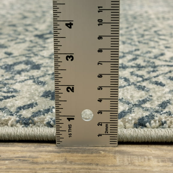 HomeRoots 508414 8 x 10 ft. Blue & Beige Geometric Power Loom Stain Resistant Rectangle Area Rug