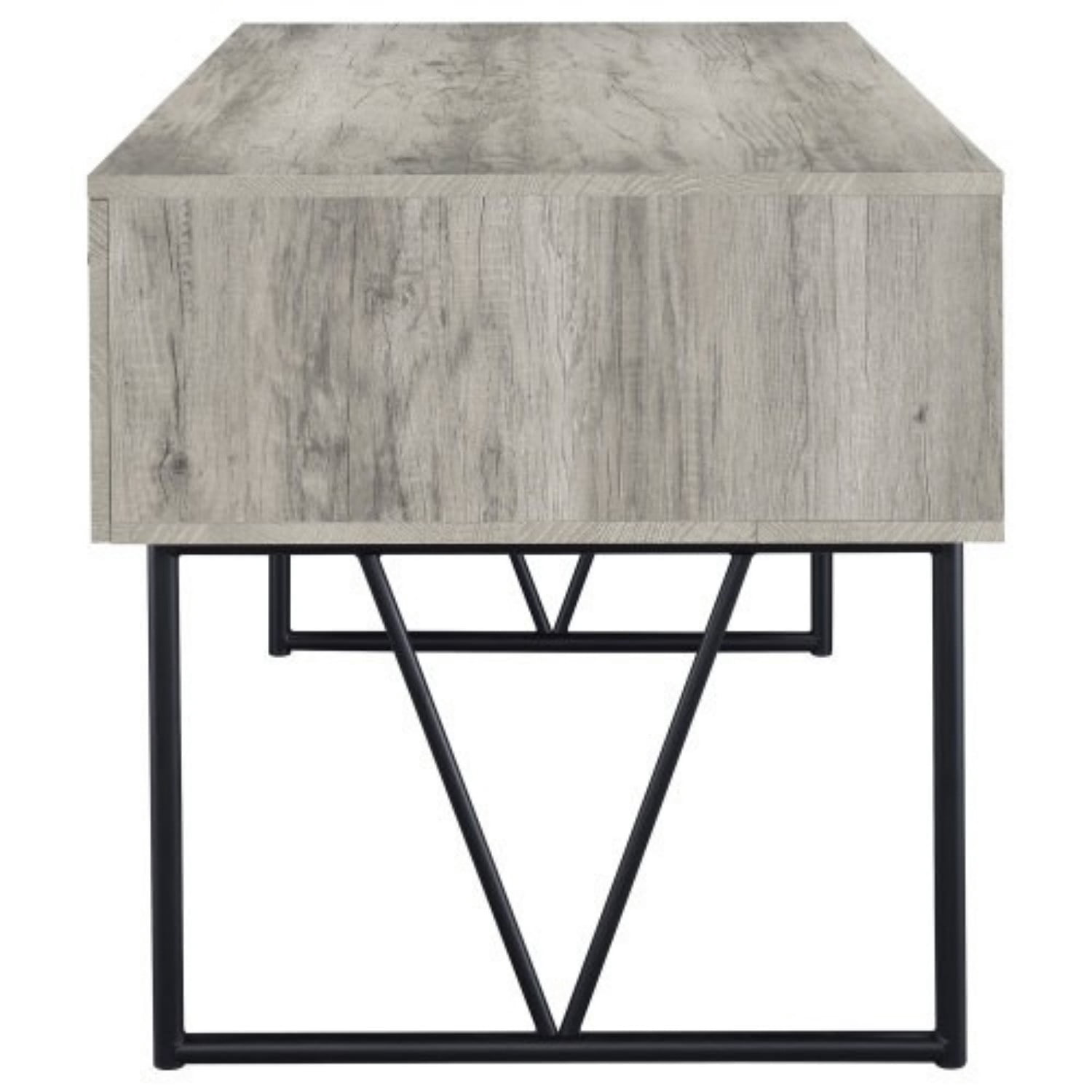 Rustic Industrial Writing Desk with 4 Drawers, 63 Inch Home Office Computer Desk with Metal Legs for Study Bedroom Workspace, Driftwood