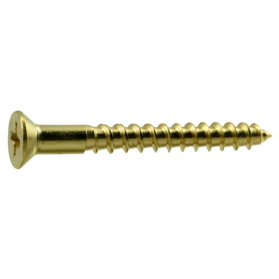 #6 x 1-1/4" Brass Phillips Flat Head Wood Screws WSFB-187 (65 pcs.)