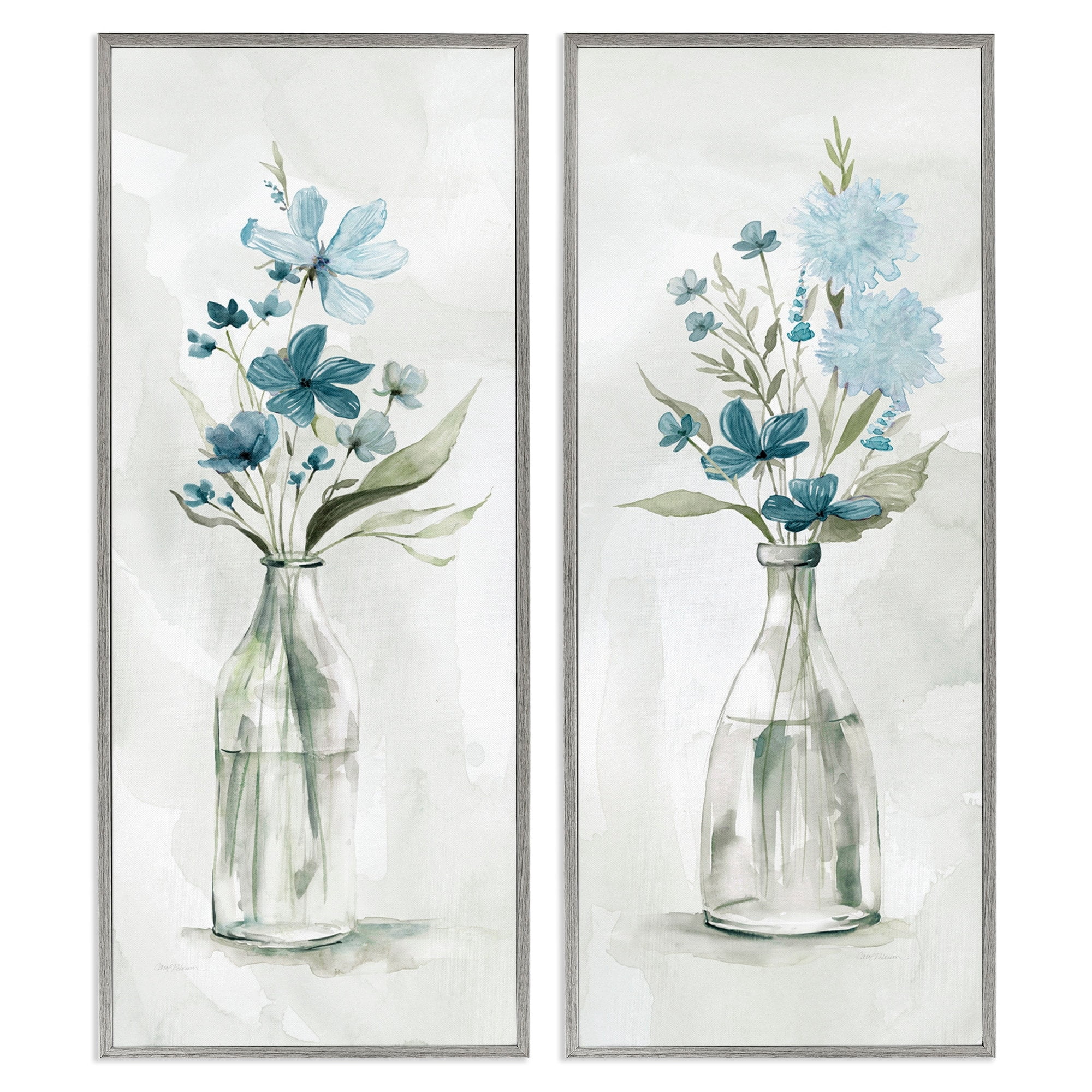 Stupell Industries Elegant Indigo Lilac Flower Jars Soft Light Watercolor,10 x 24, Design by Carol Robinson