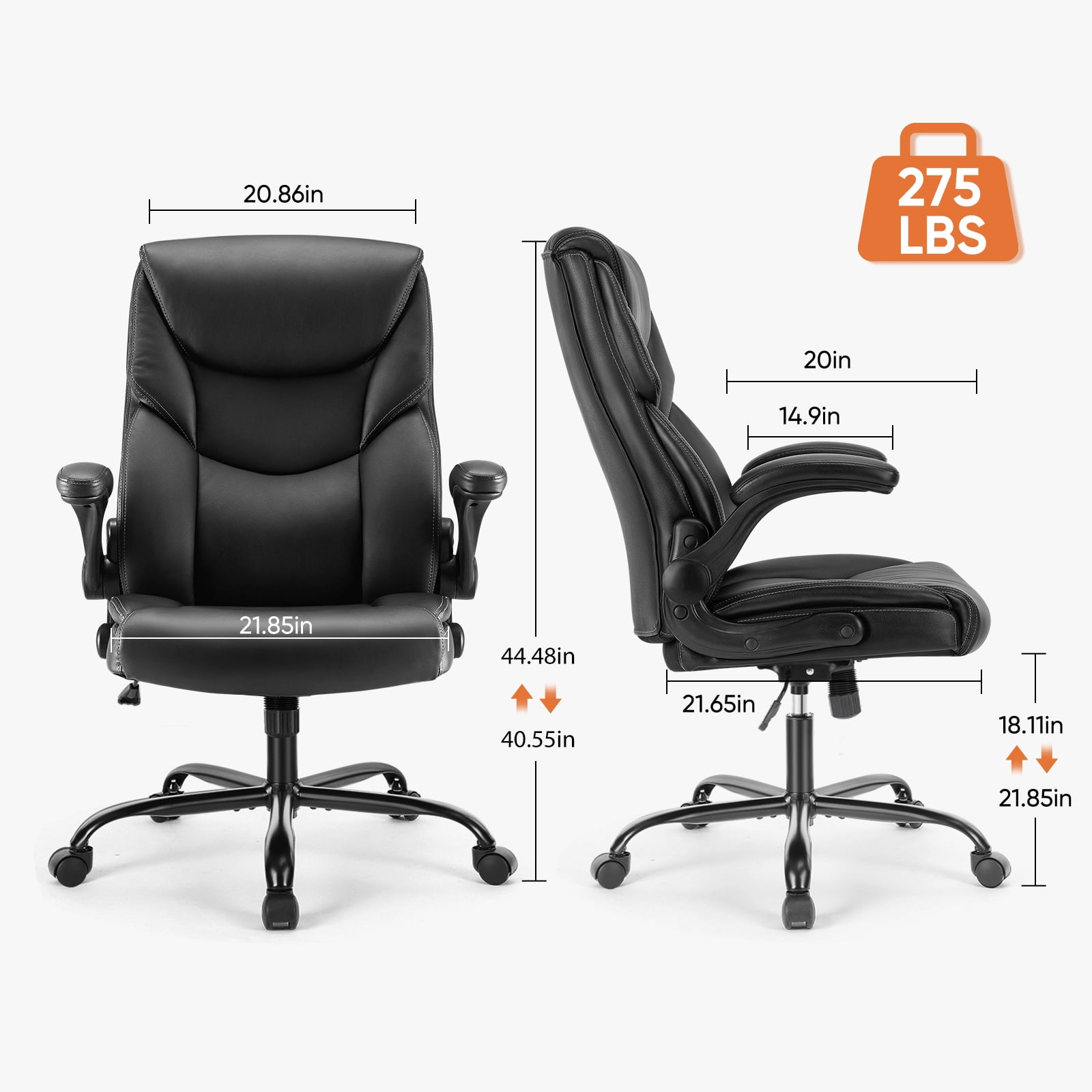 CONCETTA Executive Ergonomic Office Chair – High Back PU Leather, Adjustable, Soft Cushion, Swivel & Rolling Wheels,Black