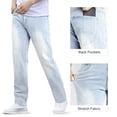 thumbnail image 6 of GINGTTO Men's Light Wash Baggy Straight Leg Jeans - Stretchy Relaxed Fit Denim Pants for Casual Daily Wear, 6 of 9