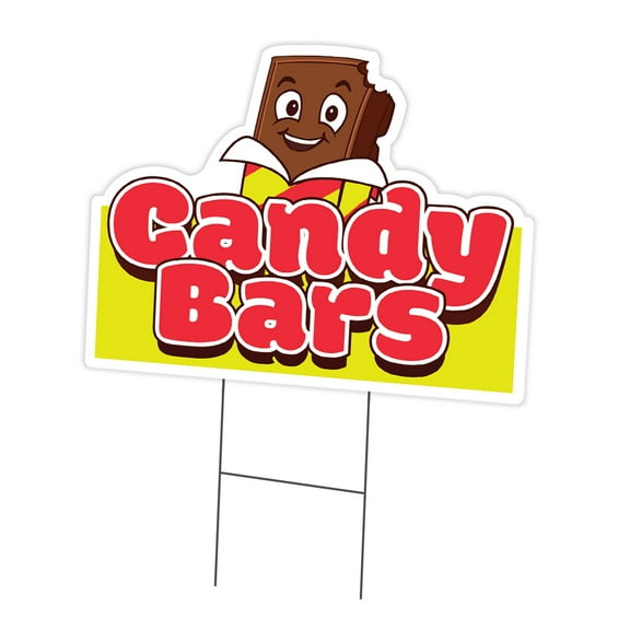 Candy Bars Yard Sign 18" X 24" & Stake | Advertise Your Business | Stake Included Double Sided Image | Made in The USA