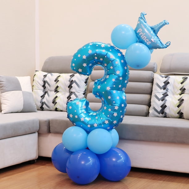 Globo con número de color brillante y vibrante, 32 pulgadas, estilo de número, amplia aplicación, para fiestas, cumpleaños, número azul 3
