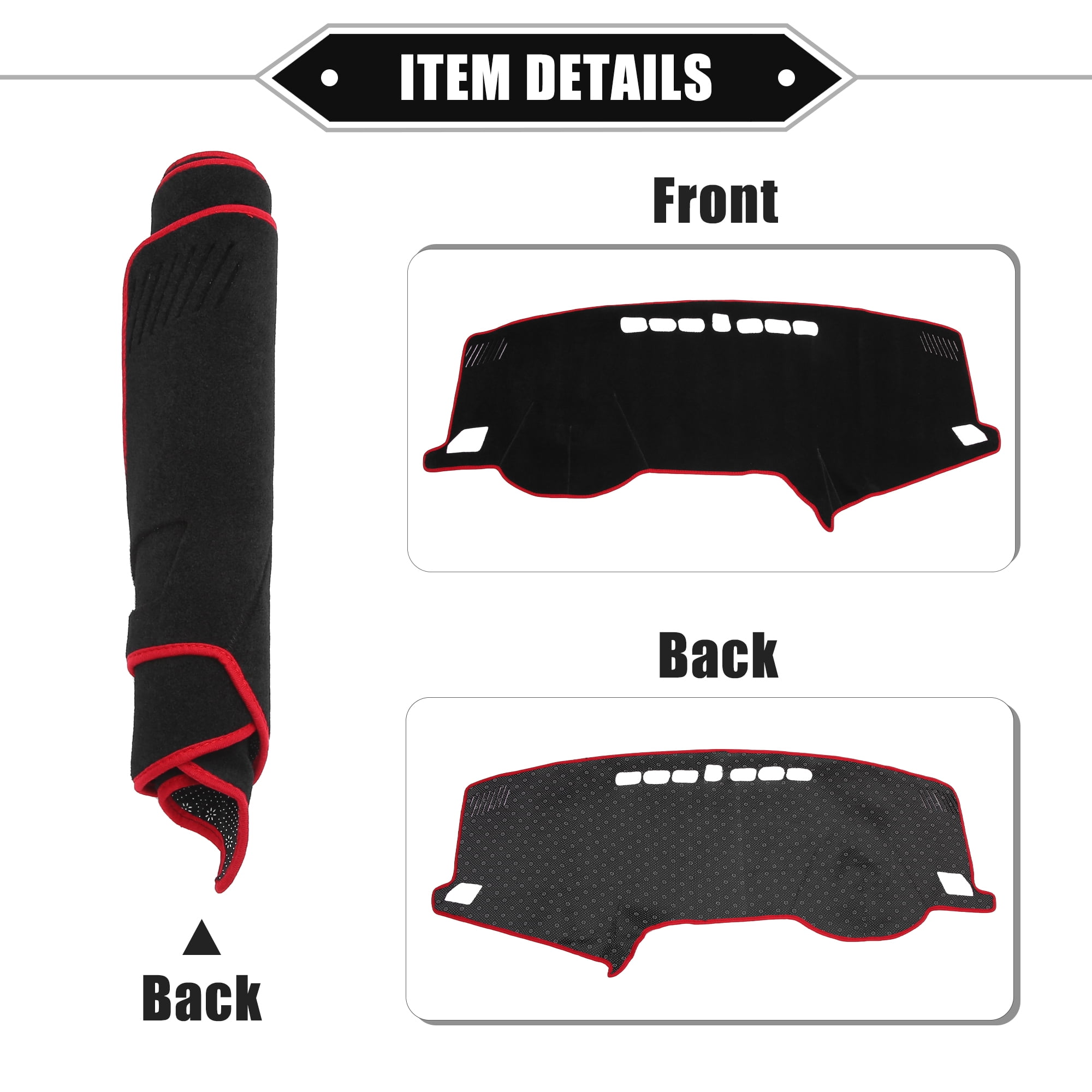 Unique Bargains Dashboard Cover for Hyundai Sonata 2015-2019 Non-slip Polyester Red