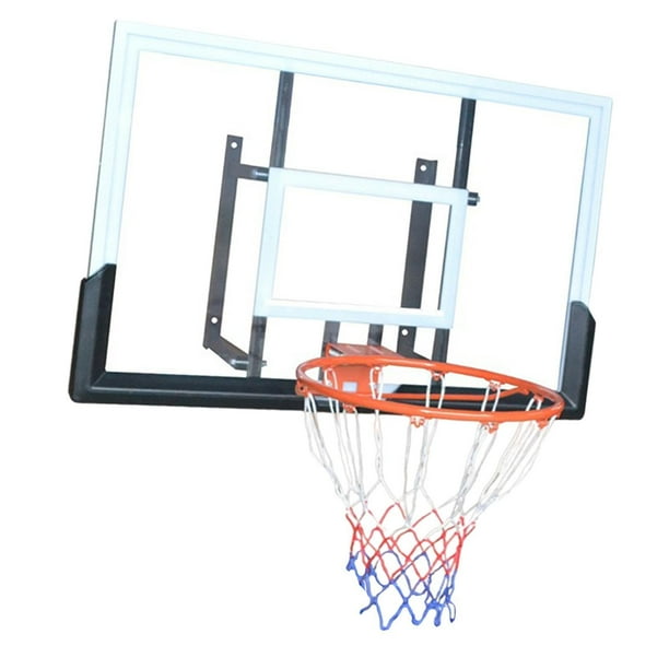 Canasta de Baloncesto de Pared, Combo de borde de tablero a prueba de roturas, combo de borde y tablero de baloncesto totalmente montado de 44 x 30 pulgadas, altura ajustable montada en