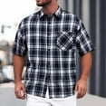 thumbnail image 2 of EHRWE Mens Shirts Summer Plaid Shirt Male Fashion Leisure Version Of The New Thin Short Sleeve Shirt Beach Hawaiian Shirts, 2 of 5