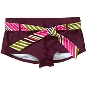 Sand N Sun - Women's Plus-Size Stripe-Belt Boy-Short Bikini Bottom