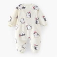 thumbnail image 5 of WRKEKC Infant Fleece Romper Print Zipper Front Thickened Warm Snug Comfortable Fitting Fall Winter Jumpsuit for Boys and Girls 0 Months-3 Years, 5 of 9