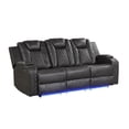 thumbnail image 3 of Benz LED & Power Reclining Sofa Made With Faux Leather in Gray, 3 of 11