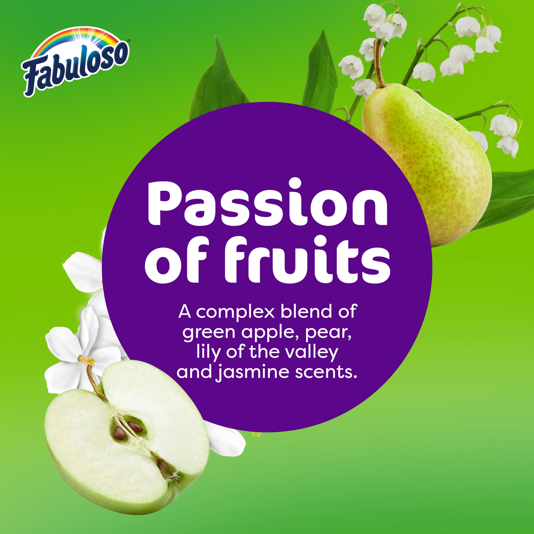 (3 pack) Fabuloso 2X Multi-Purpose Cleaner, No Rinse Floor Cleaner, Passion of Fruits Scent, 33.8 fl oz