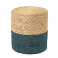 thumbnail image 4 of · REDEARTH · Cylindrical Pouf Foot Stool Ottoman - Jute Braided Pouffe Poof Accent Sitting Footrest for Living Room, Bedroom, Nursery, Patio, Lounge Set of 2 (Natural Teal, 14.5"x14.5"x16"), 4 of 7