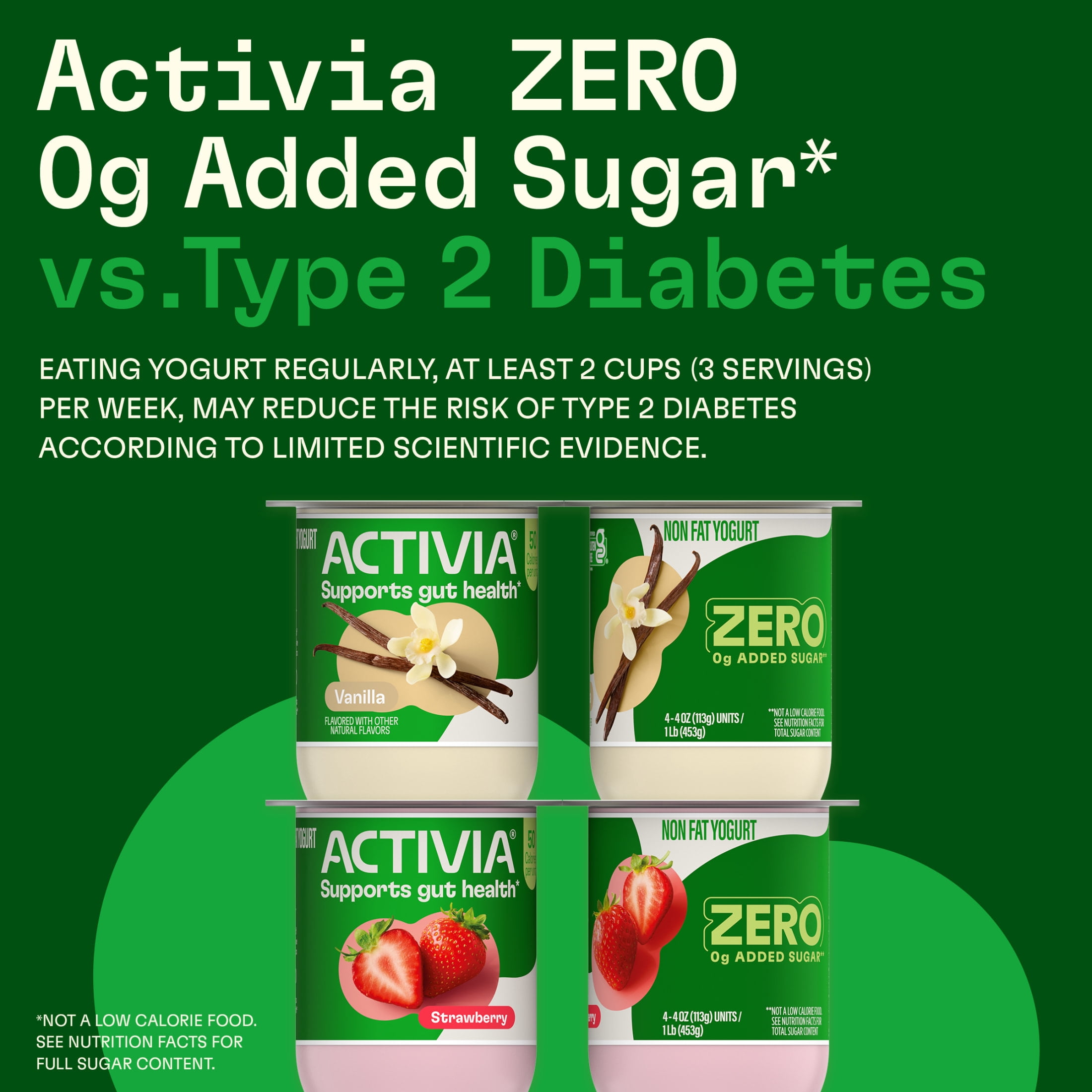 Activia ZERO 0g Added Sugar Strawberry Banana and Peach Nonfat Probiotic Yogurt Cups, Helps Support Gut Health, 4 oz, 12 Count