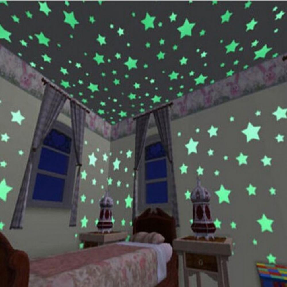 Glow in The Dark Stars for Ceiling, 100 Adhesive Bright, Realistic Glowing  Ceiling Stars and a Full Moon for Starry Sky, 12 Constellations, and 407