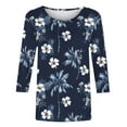 thumbnail image 5 of Jsaierl 3/4 Sleeve Tops for Women Plus Size Crew Neck Shirts Dressy Print Ladies Blouses Flowy Cotton Tunic Top L-5XL, 5 of 5