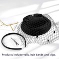 thumbnail image 2 of Tocado de perlas de los años 20, pinza para el pelo, velo, diadema de malla, sombrero negro, sombrero de té para fiesta de boda, 2 of 5