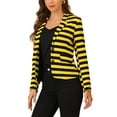 thumbnail image 5 of INSPIRE CHIC Women's Notched Lapel Long Sleeves Button Striped Blazer XS Yellow Black, 5 of 7