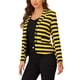thumbnail image 4 of BLAZER A RAYAS CON SOLAPA NOTCHED DE MANGAS LARGAS Y BOTONES PARA MUJERES CHIC EN COLOR AMARILLO Y NEGRO, 4 of 6