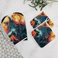 thumbnail image 5 of Colorful Lone Wolf Oven Mitt And Pot Holder Set Oven Glove for Kitchen Baking Cooking Grilling, 5 of 6