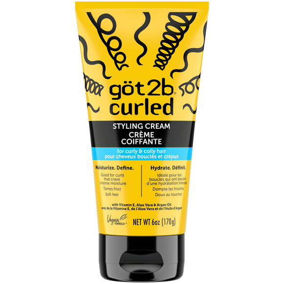 Got2b Curled Styling Cream, 170g, for type 3-4 curls, curly & coily hair, good for curls that crave intense moisture, tames frizz, soft feel