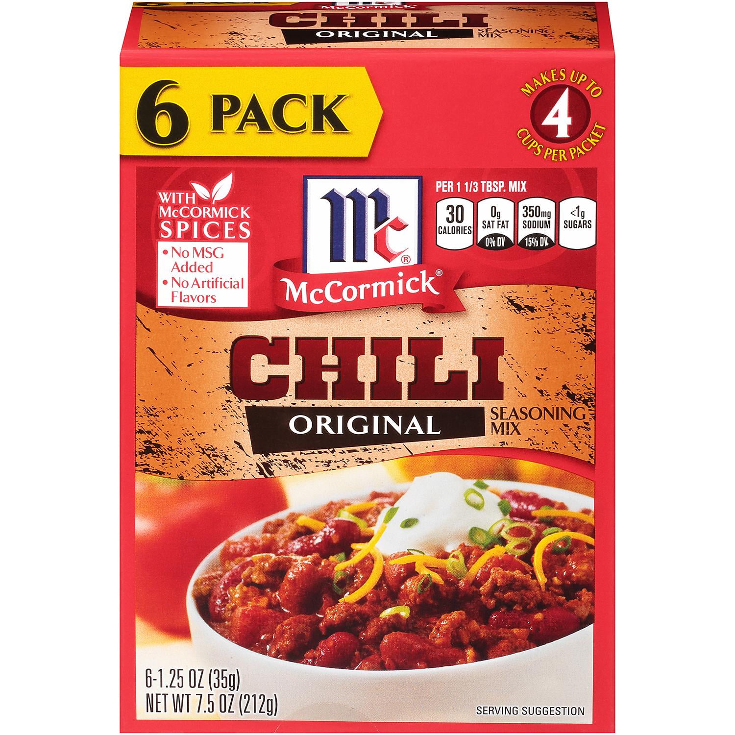 McCormick Chili Original Seasoning Mix 1.25 oz. 6 Pk. Pack of 2