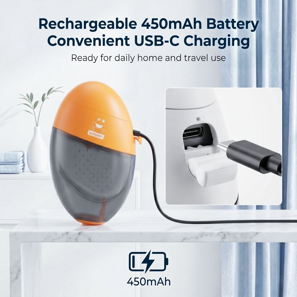 WOWER Rechargeable Portable Bidet, Electric Travel Bidet Sprayer with 300mL Water Tank, USB Charging, 2 Spray Modes