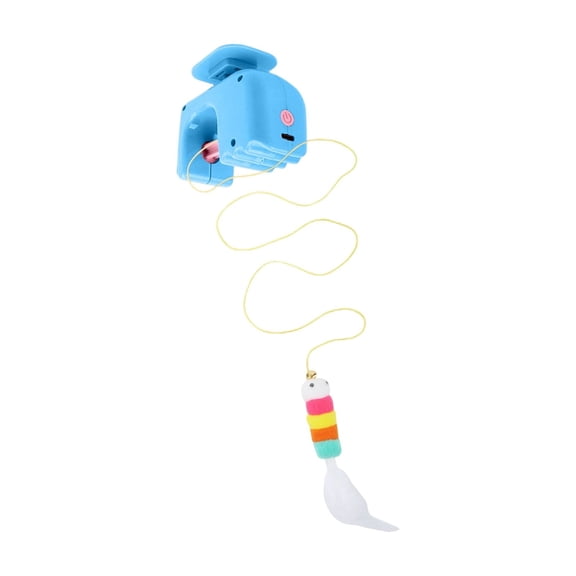 Automatic Lifting Retractable Cat Toy, Interactive Electronic Teaser with Random Motion, USB Rechargeable Hanging Door Mounted Yo-Yo Toy for Indoor Cats - Blue