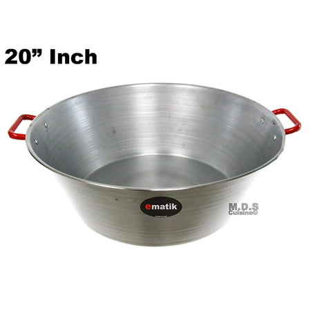 Ematic Cazo Para Carnitas 20” Galvanized Steel with Two Handles Heavy Duty Wok Gas Stove Burner Acero (Best Stove Top Wok)