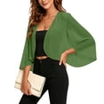 thumbnail image 4 of Vinsonshop 3/4 Sleeve Sheer Shrugs for Women Chiffon Bolero Open Front Lightweight Cropped Cardigan Top Green M, 4 of 6