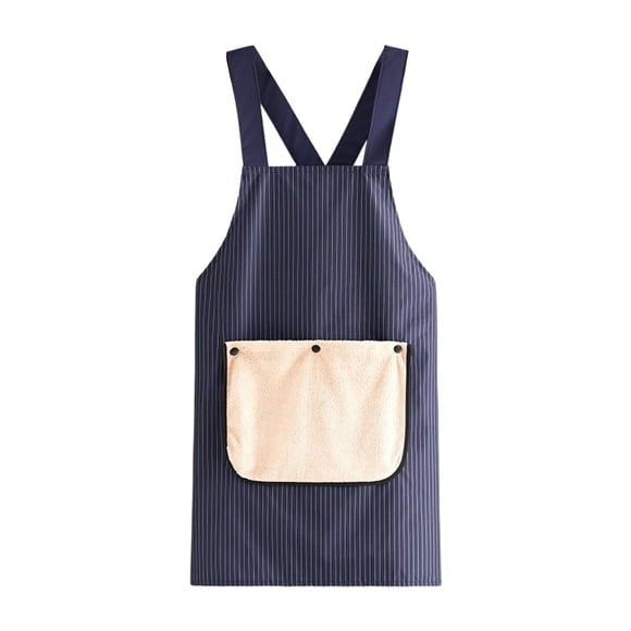 Injueey Delantal impermeable OxfordCloth con espalda cruzada y toalla incluida, con bolsillos, ideal para el hogar y el exterior, 2 en 1, Cocina y Comedor Azul marino