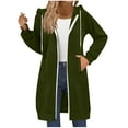 thumbnail image 5 of Towmus Long Hoodies for Women Zip Up Double Zipper Winter Coats Solid Color Sweatshirts Fall Clothes, 5 of 9
