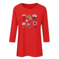 thumbnail image 6 of Runfenguu Plus Size Graphic Tees Graphic Tees For Women Trendy Ladies' Fashion Floral Printed Round Neck 3/4 Sleeve T-Shirt Shirt Sleeve Round Neck Top/Shirt, 6 of 6
