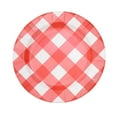 thumbnail image 6 of Efavormart 10 Pack | 13" Red / White Buffalo Plaid Disposable Serving Trays, Round Checkered Sunray Cardboard Charger Plates - 350 GSM, 6 of 10