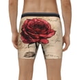 thumbnail image 2 of Men's Boxer Briefs, Vintage Rose Botanical Art Soft and Breathable Mens Underwear Boxer Briefs With Widen Waist, 2 of 5