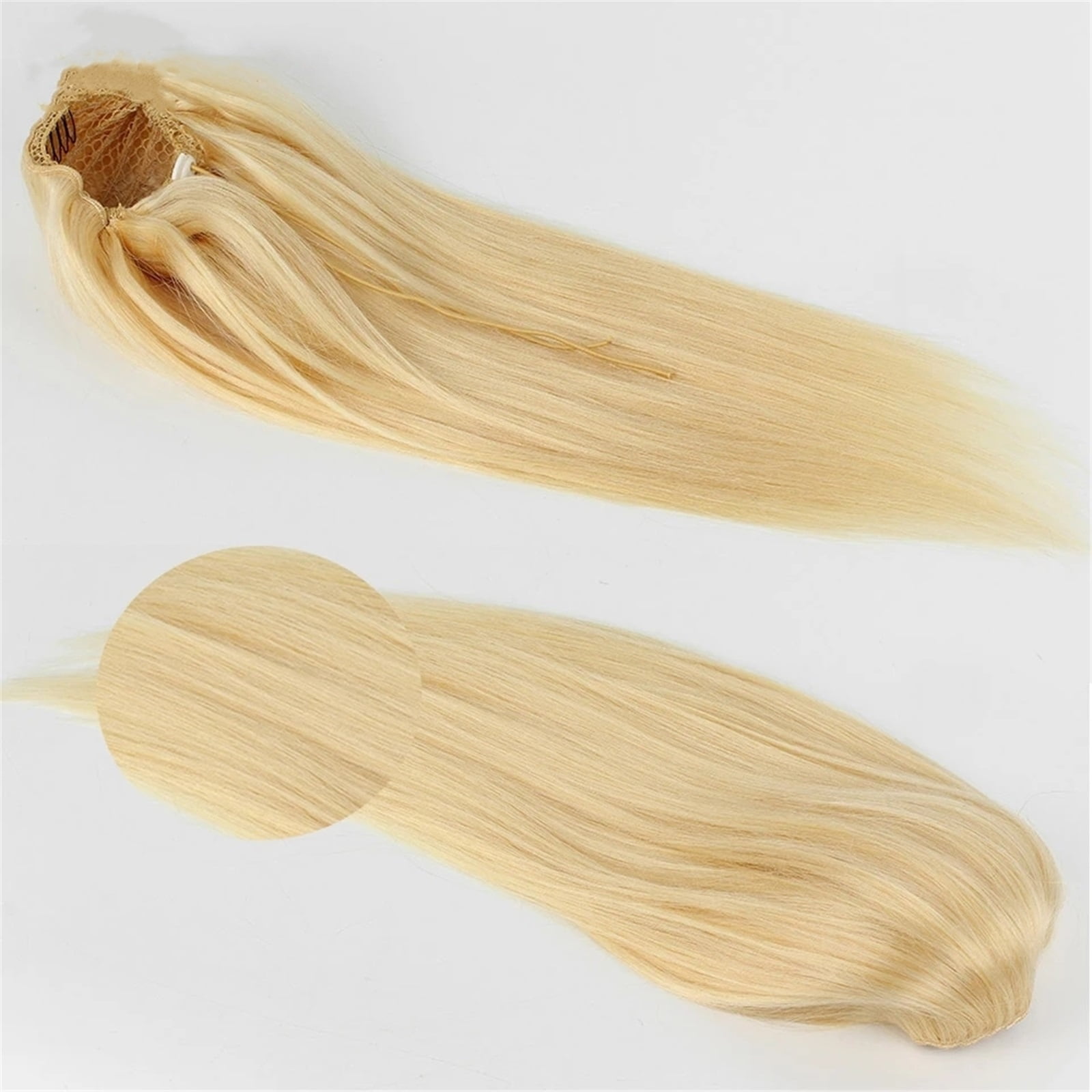 Blonde 613 Straight Drawstring Ponytail Clip In Hair Extensions 100% Human Hair Extensions
