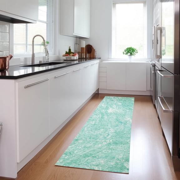 Addison Rugs Chantille Indoor/Outdoor Transitional Abstract Teal Washable Runner Rug, 2'3" x 7'6"