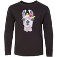 thumbnail image 3 of Inktastic Cute Llama with Flower Long Sleeve Youth T-Shirt, 3 of 5