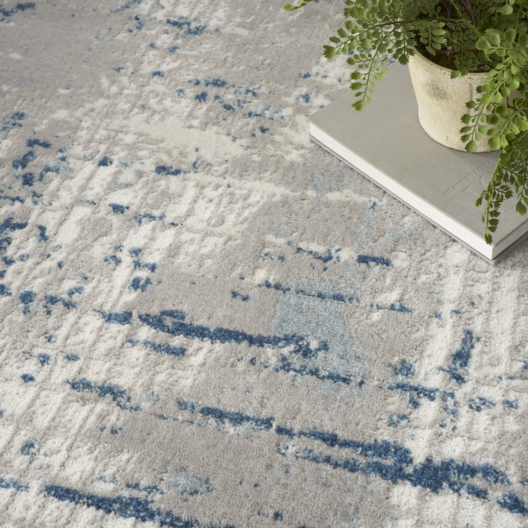 Nourison Concerto Abstract Ivory Grey Blue Area Rug, 12' x 15