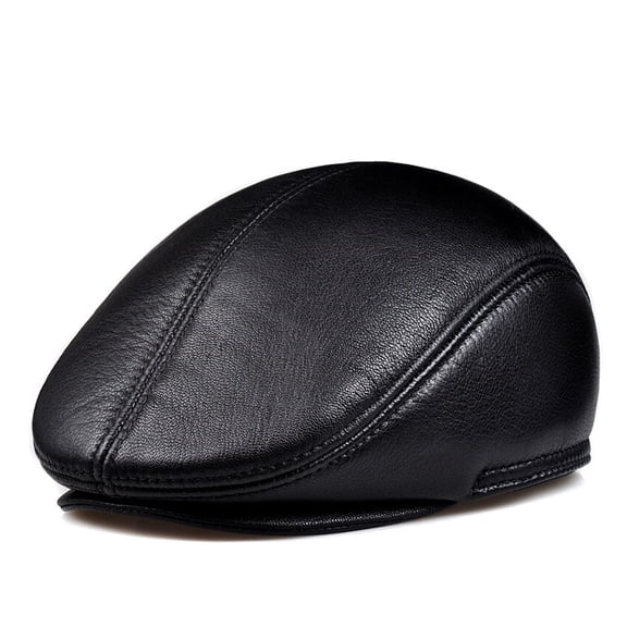 Man Real Leather Berets Cap Hat New Cow Leather Winter Warm Caps Hats ,Classic Design