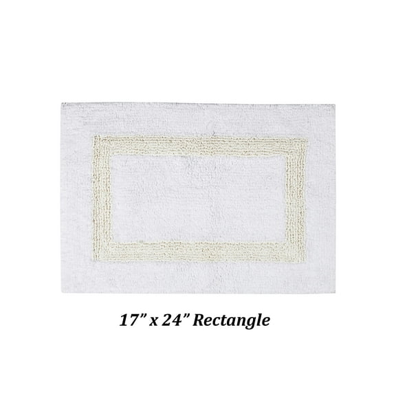 Better Trends Bathroom Rugs Mat 100% Cotton Soft Bath Rug Water Absorbent Reversible Washable for Bathroom Floor Decor, Laundry Room 17" x 24" Hotel Collection - White/Ivory