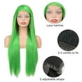 thumbnail image 5 of Unique Bargains Lace Front Wigs for Women 24" Grass Green Long Straight Hair with Wig Cap, 5 of 7