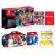 thumbnail image 1 of Nintendo Switch Mario Kart 8 Neon Deluxe Racing Bundle: Red Blue Joy Con Console, Mario Kart 8 Deluxe & Online Membership, Mario Kart 8 Travel Case, Zelda JoyCons, 4 Pcs Mytrix Wheels and Grips Nintendo Nintendo Switch, 1 of 2