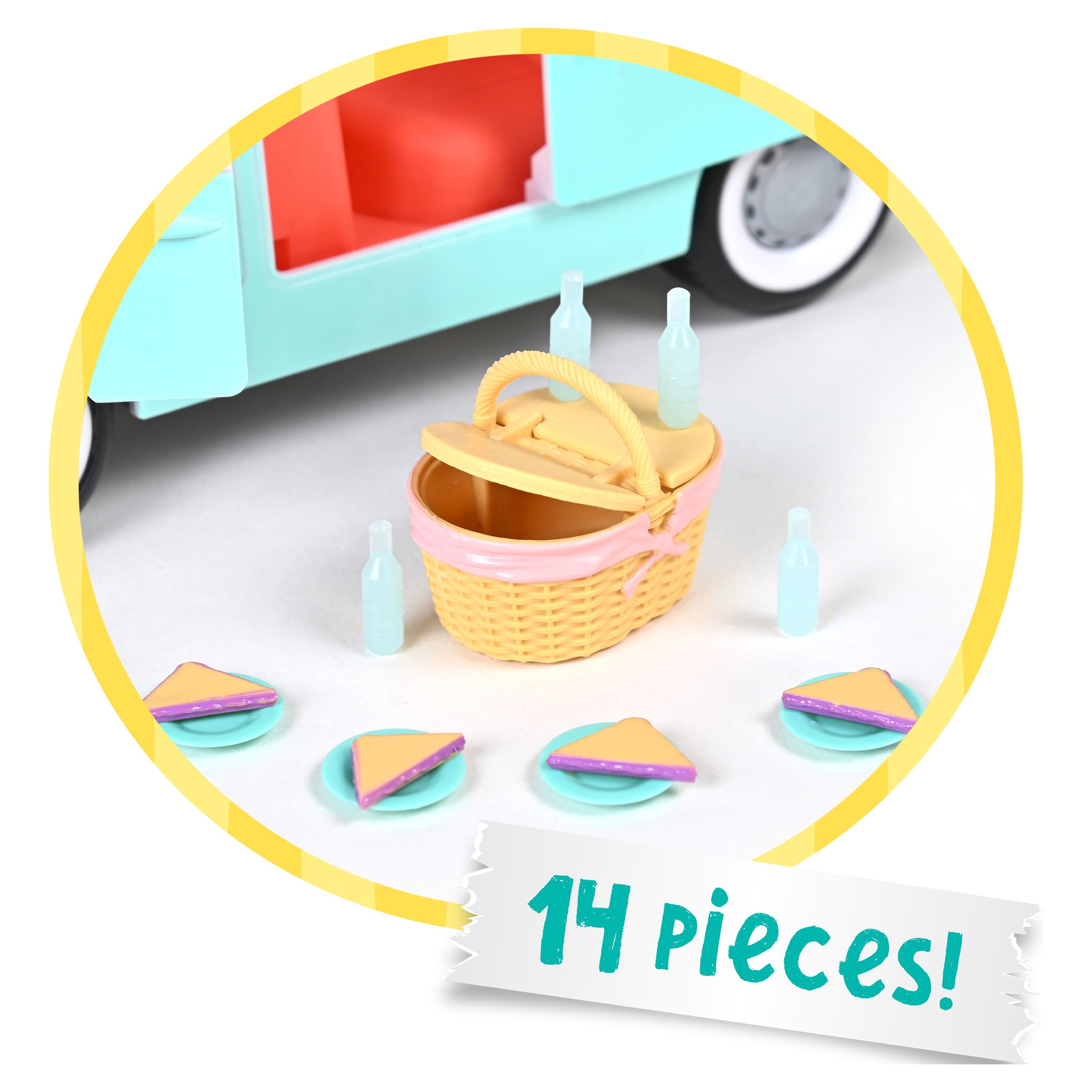 Honey Bee Acres 7" Around Town Van Playset, 14 Piece Set, Children Ages 3+, No Assembly Required